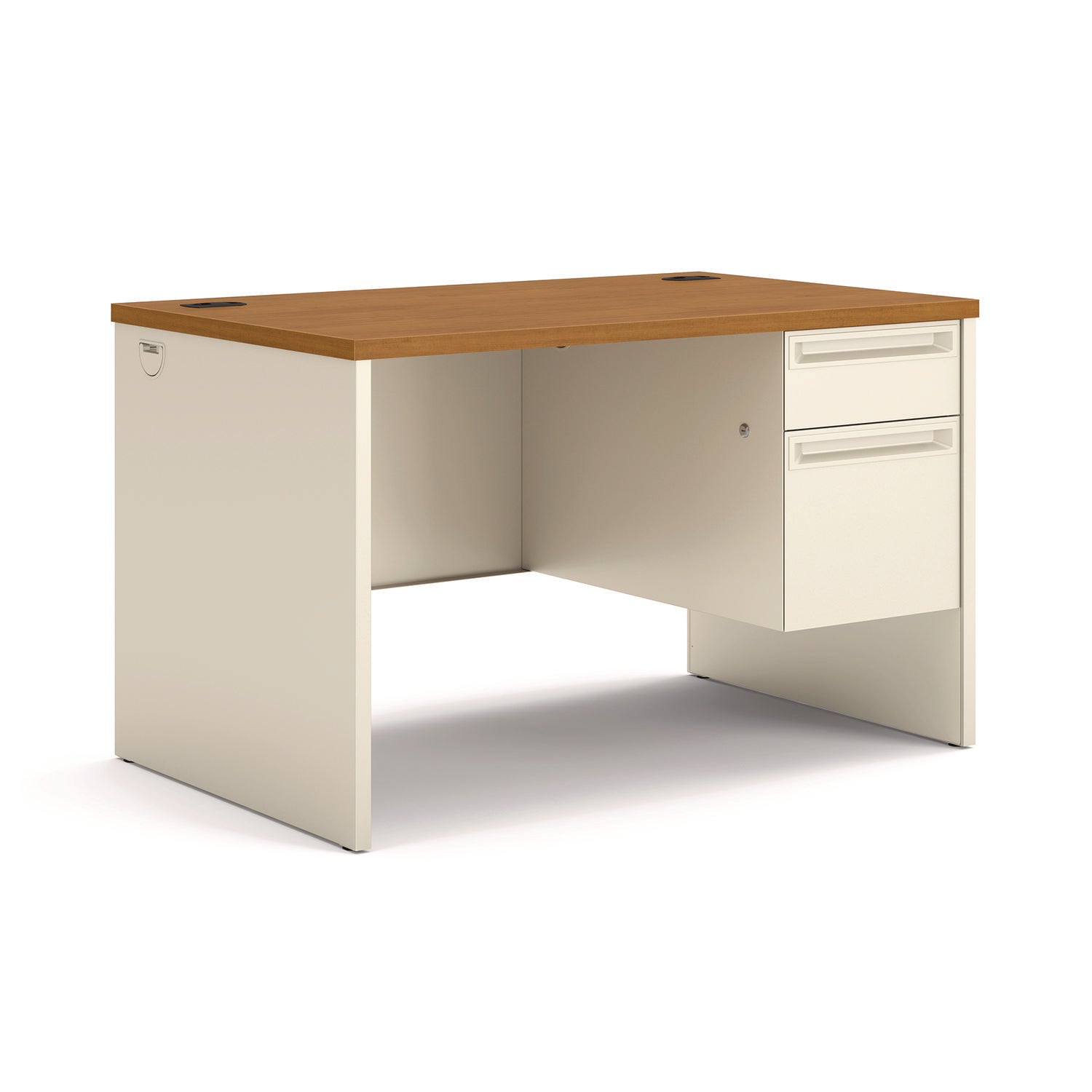 38000 Series Right Pedestal Desk, 48" x 30" x 29.5", Harvest/Putty
