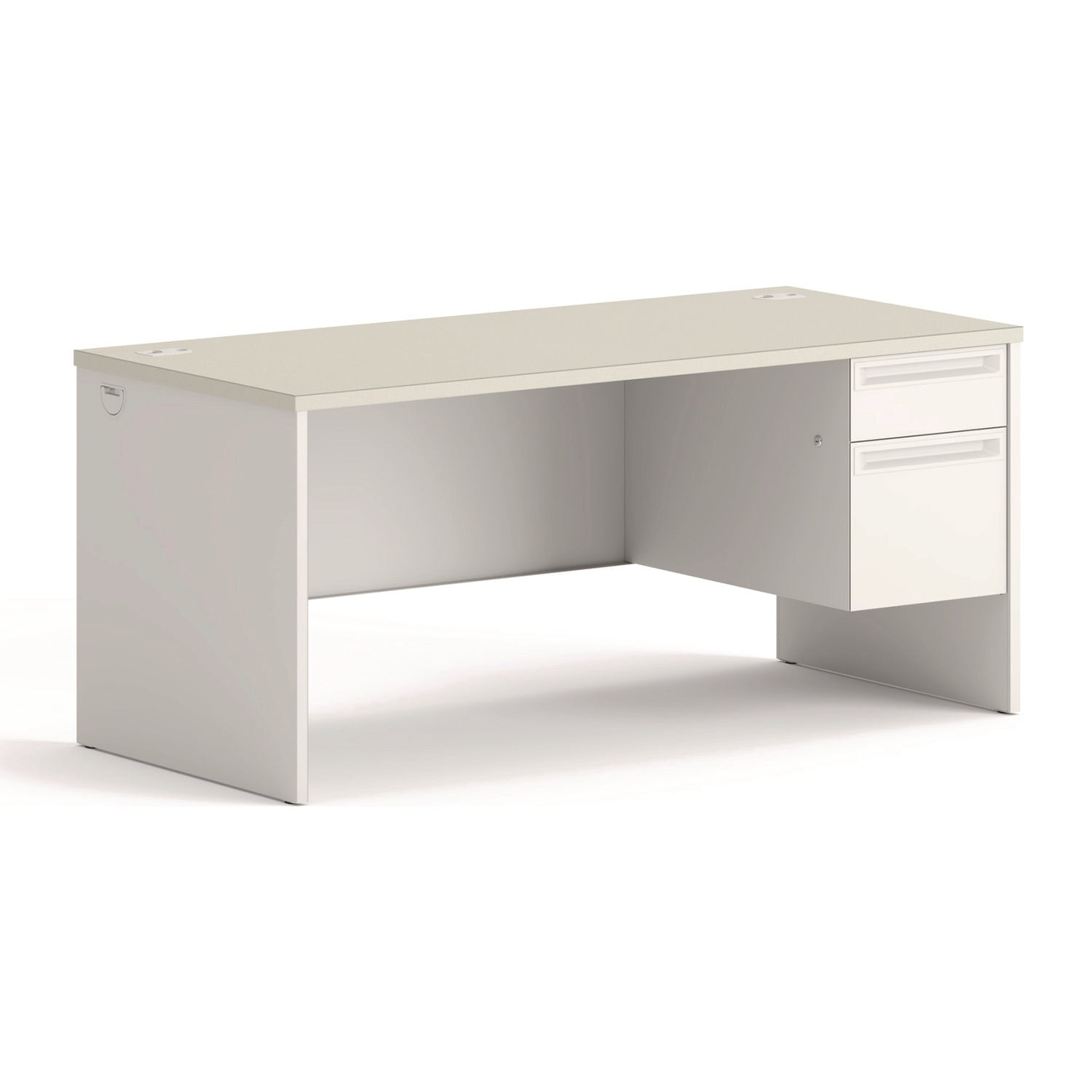 38000 Series Right Pedestal Desk, 66" x 30" x 30", Light Gray/Silver