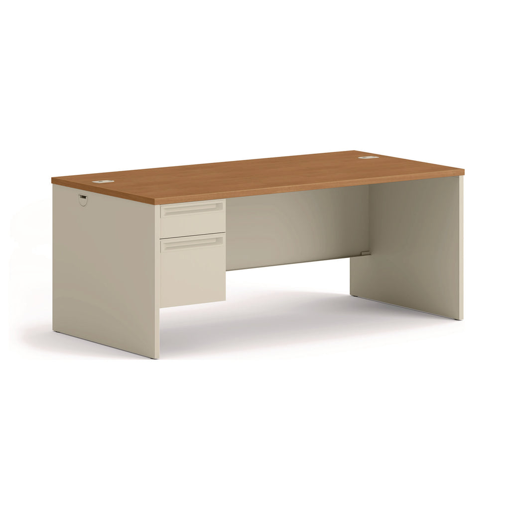 38000 Series Left Pedestal Desk, 72" x 36" x 29.5", Harvest/Putty