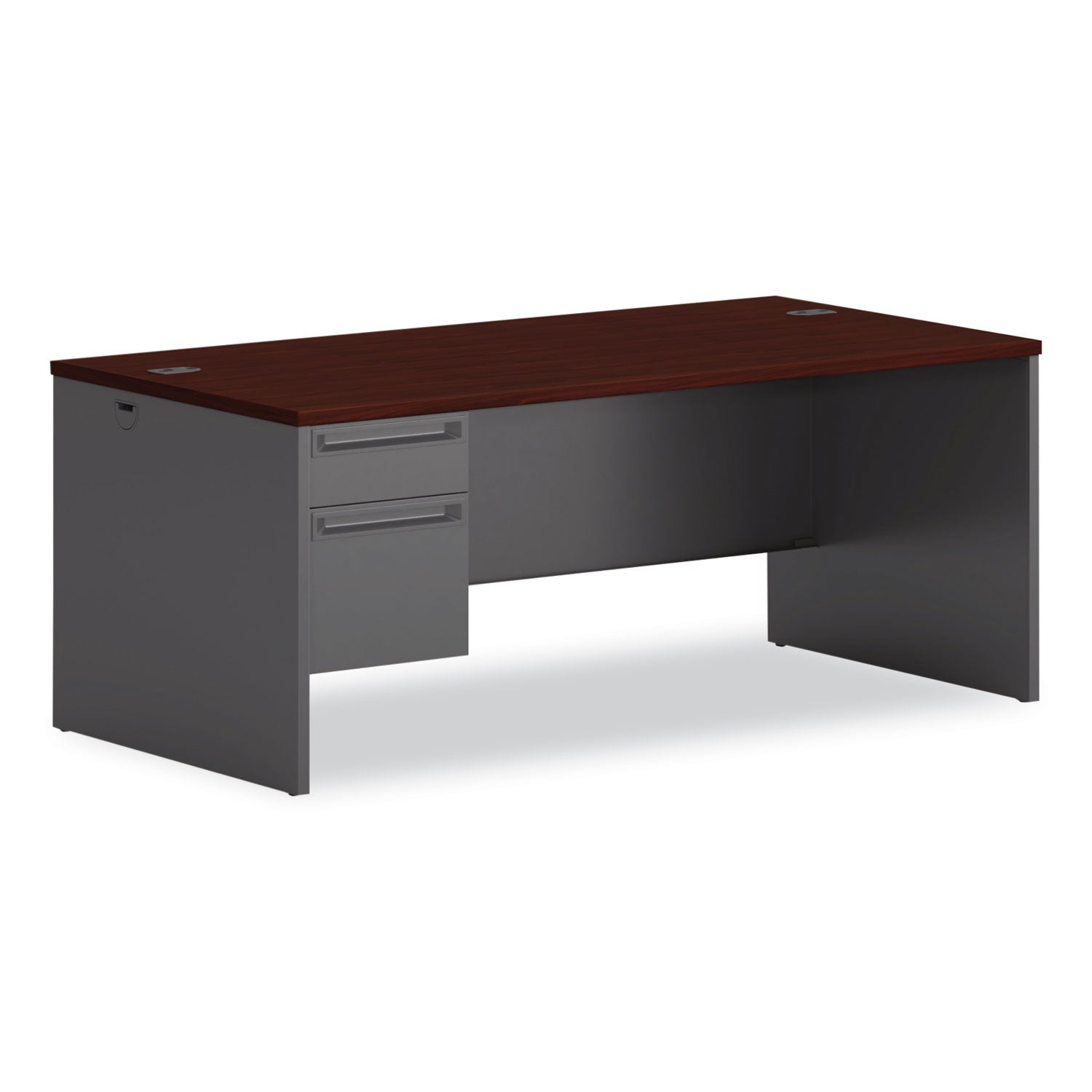 38000 Series Left Pedestal Desk, 72" x 36" x 29.5", Mahogany/Charcoal