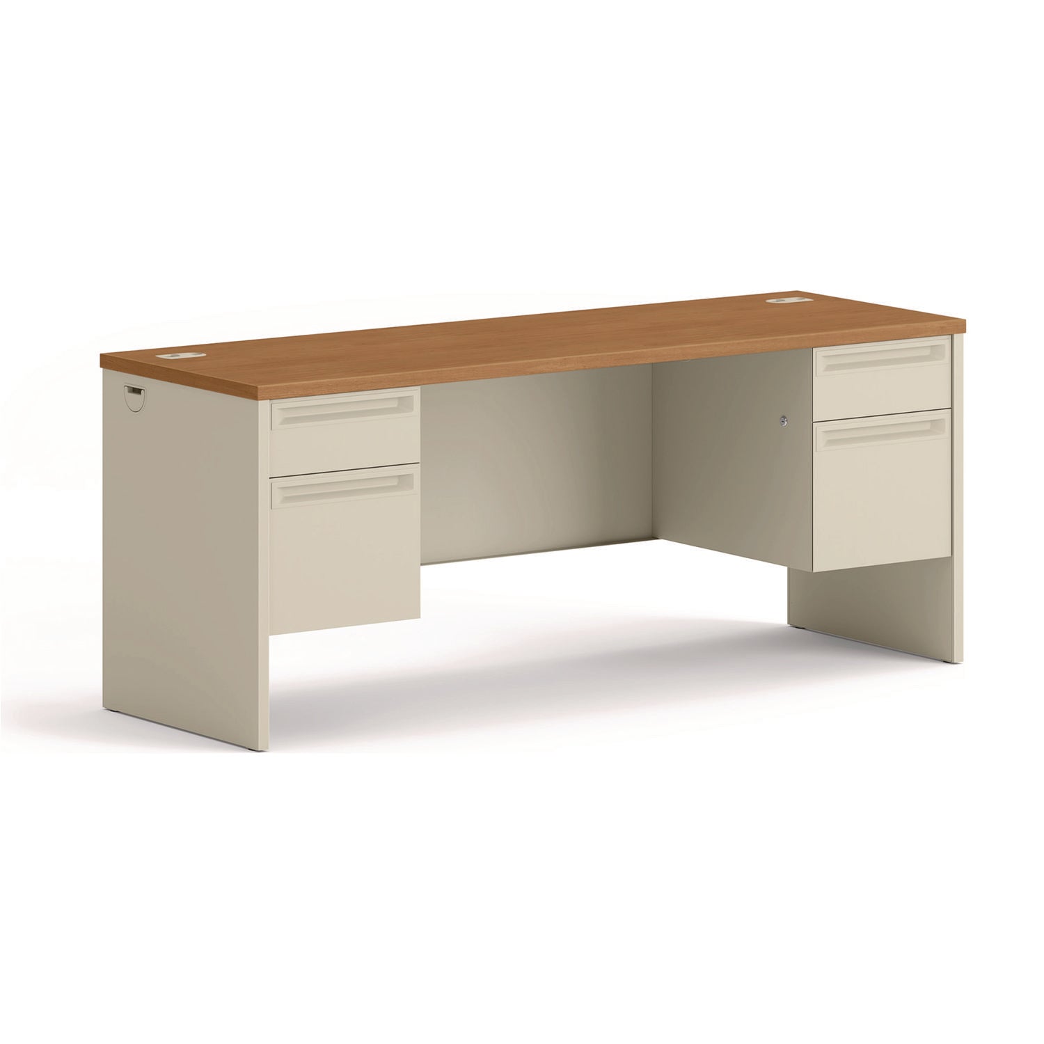 38000 Series Kneespace Credenza, 72w x 24d x 29.5h, Harvest/Putty