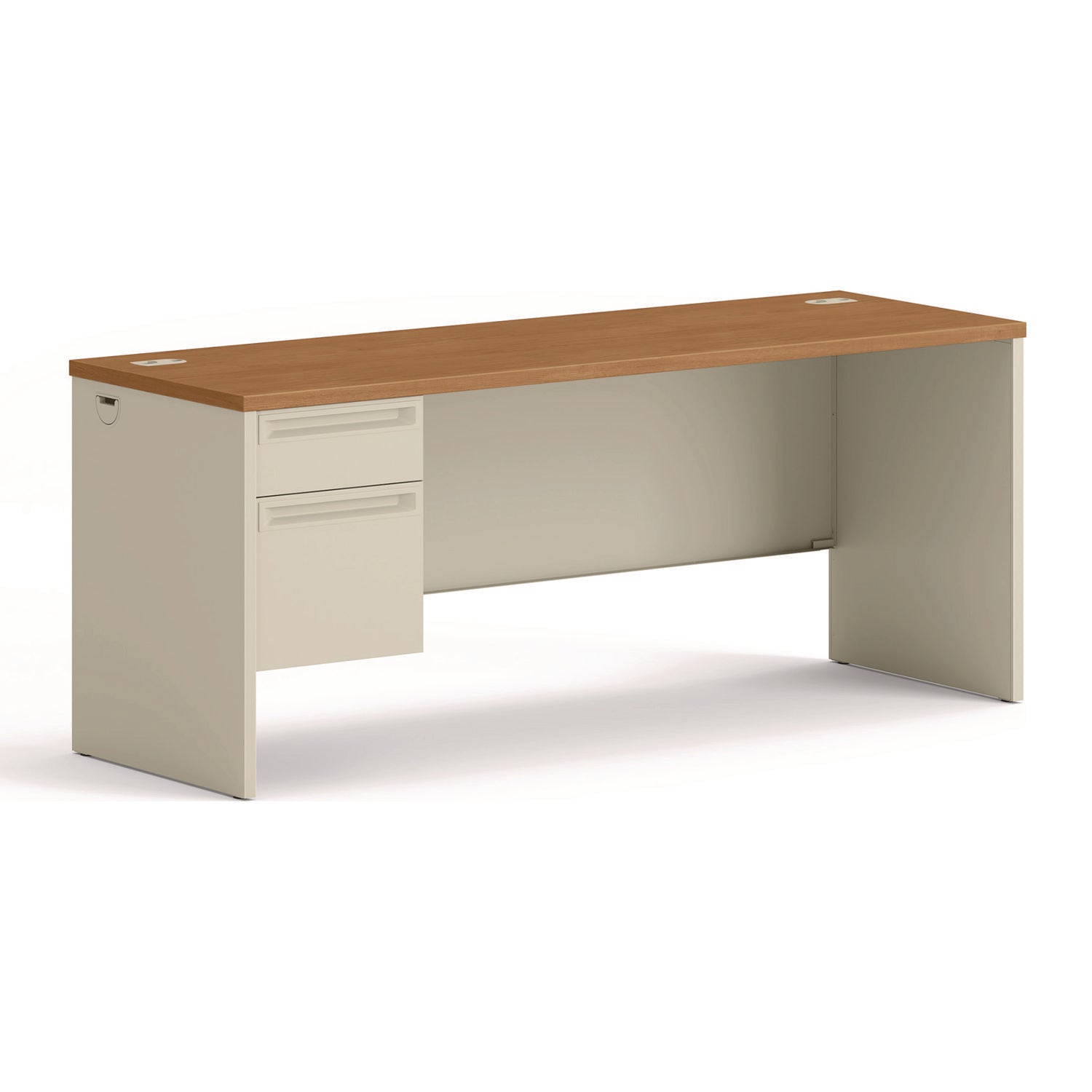 38000 Series Left Pedestal Credenza, 72w x 24d x 29.5h, Harvest/Putty