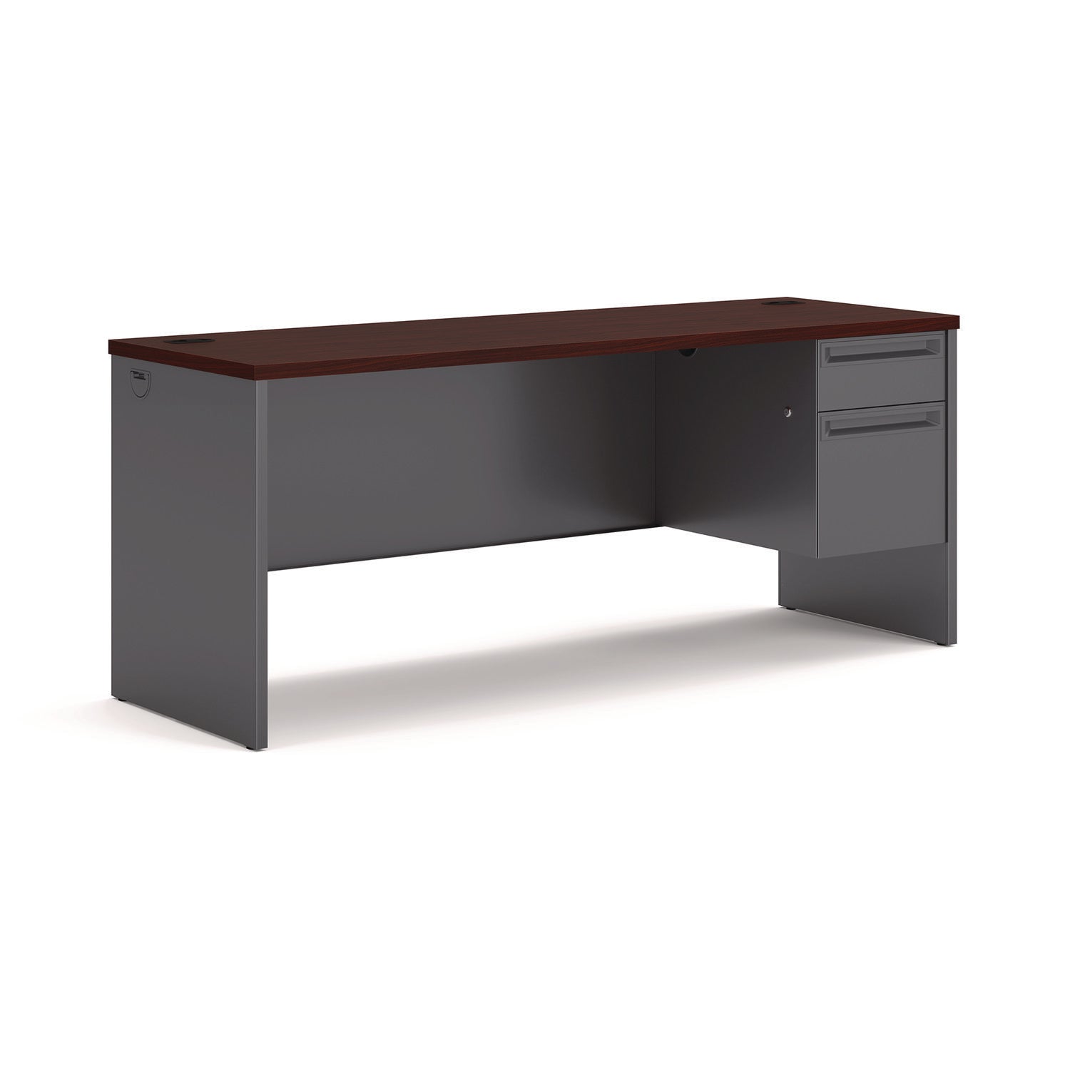 38000 Series Right Pedestal Credenza, 72w x 24d x 29.5h, Mahogany/Charcoal