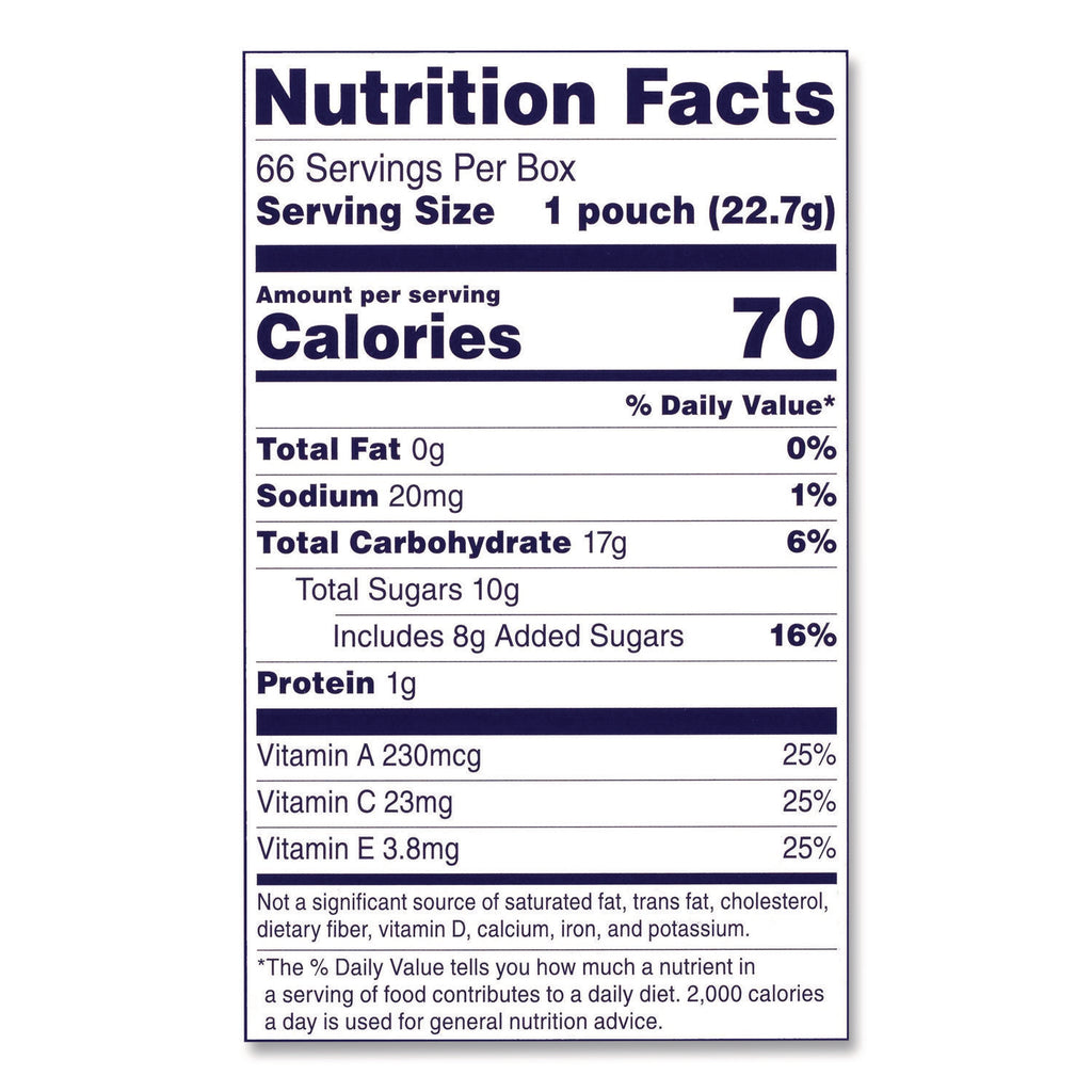 Fruit Snacks, Mixed Fruit, 0.9 oz Pouch, 66 Pouches/Box, Ships in 1-3 Business Days