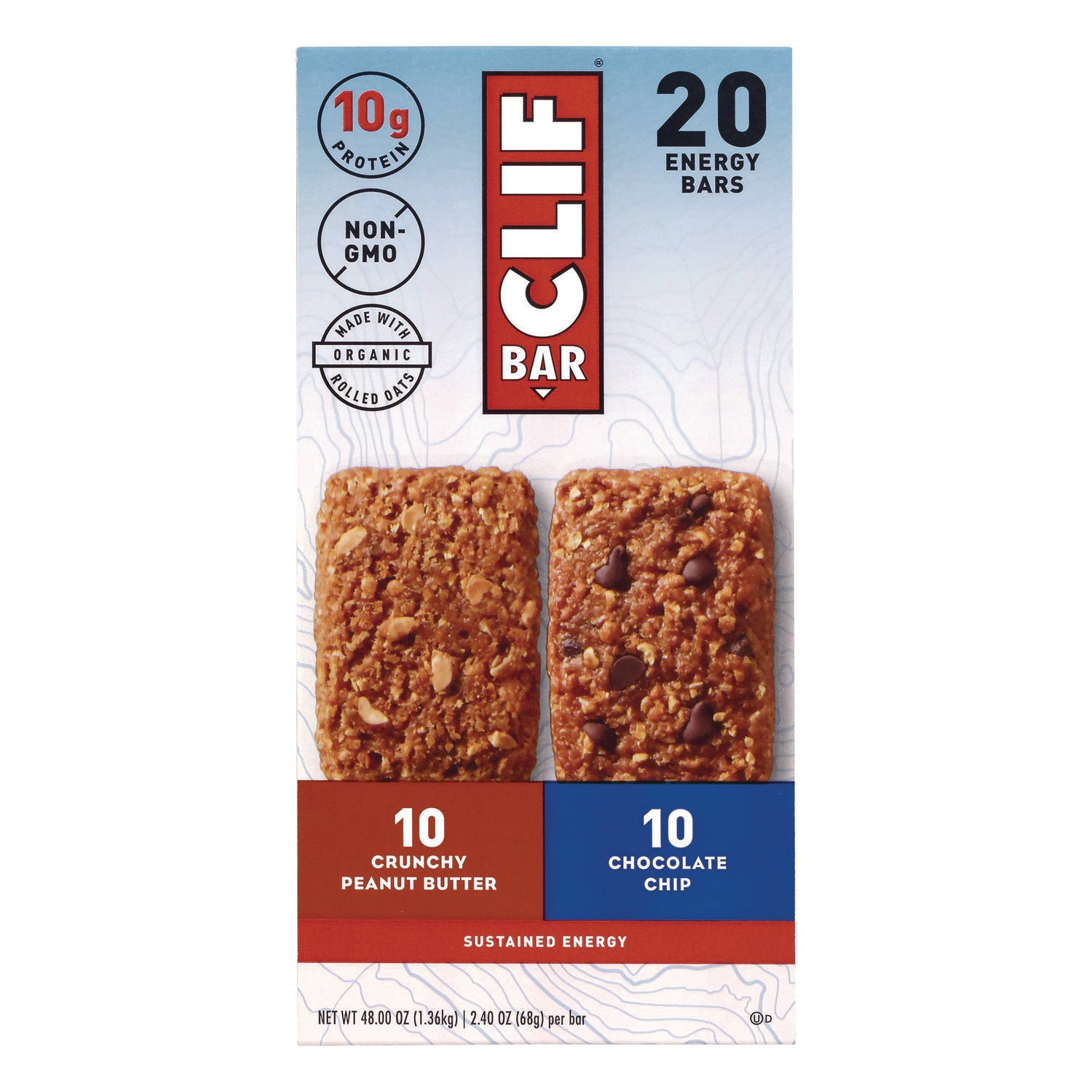 Energy Bar, Chocolate Chip/Crunchy Peanut Butter, 2.4 oz, 24/Box, Ships in 1-3 Business Days