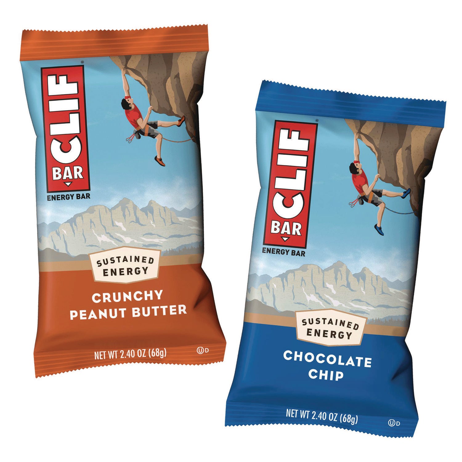 Energy Bar, Chocolate Chip/Crunchy Peanut Butter, 2.4 oz, 24/Box, Ships in 1-3 Business Days