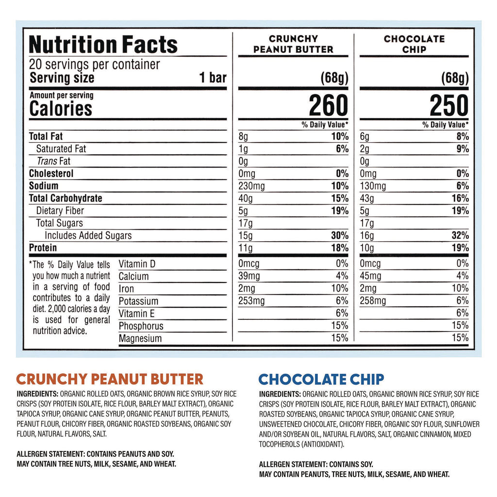 Energy Bar, Chocolate Chip/Crunchy Peanut Butter, 2.4 oz, 24/Box, Ships in 1-3 Business Days