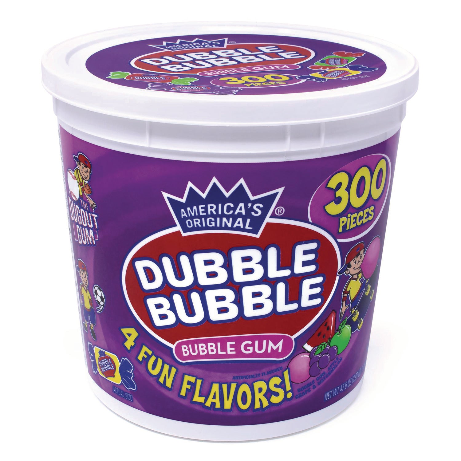 Bubble Gum Assorted Flavor Twist Tub, 300 Pieces/Tub, 1 Tub/Carton, Ships in 1-3 Business Days