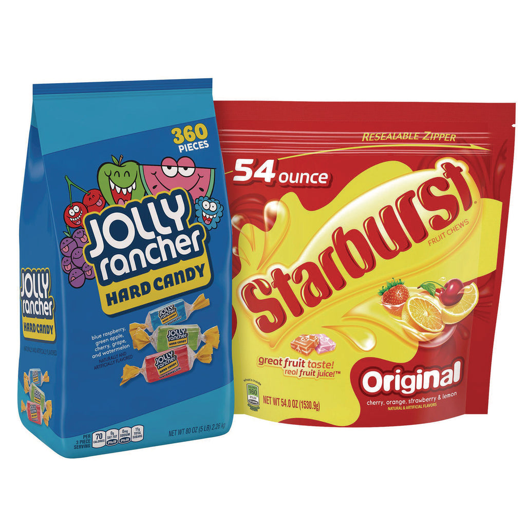 Chewy and Hard Candy Party Asst, Jolly Rancher/Starburst, 8.5 lbs Total, 2 Bag Bundle, Ships in 1-3 Business Days