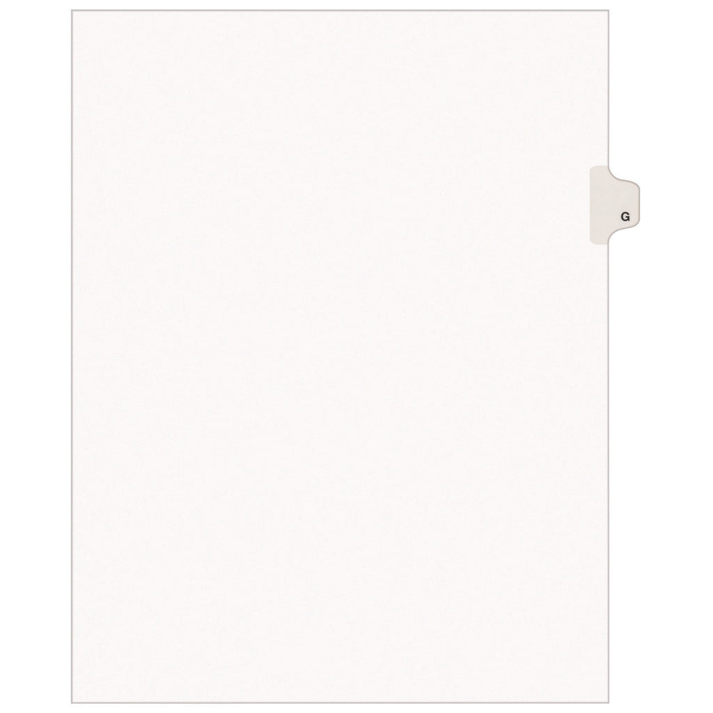 Preprinted Legal Exhibit Side Tab Index Dividers, Avery Style, 26-Tab, G, 11 x 8.5, White, 25/Set, (1407)