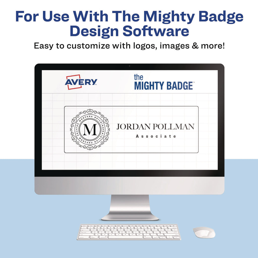 The Mighty Badge Name Badge Inserts, 1 x 3, Clear, Laser, 20/Sheet, 5 Sheets/Pack