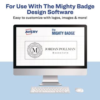The Mighty Badge Name Badge Inserts, 1 x 3, Clear, Laser, 20/Sheet, 5 Sheets/Pack