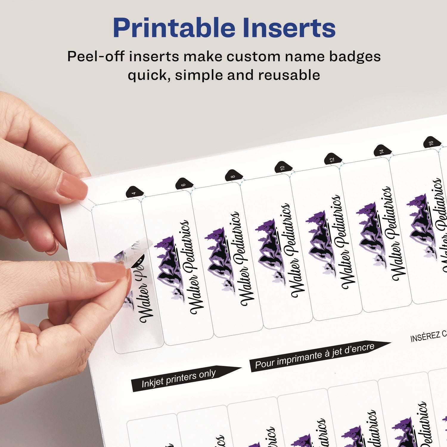 The Mighty Badge Name Badge Inserts, 1 x 3, Clear, Laser, 20/Sheet, 5 Sheets/Pack