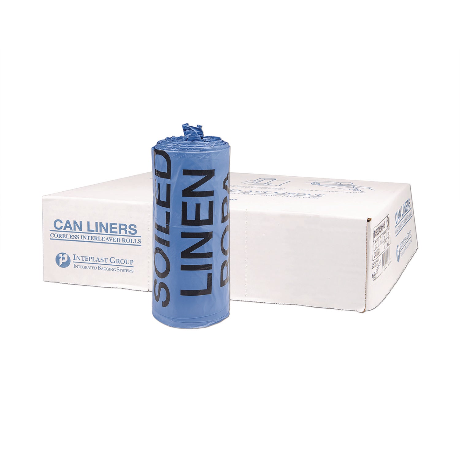 Lldpe 30X43 1 Mil Blue Printed "Soiled Linen" Can Liner Rolls