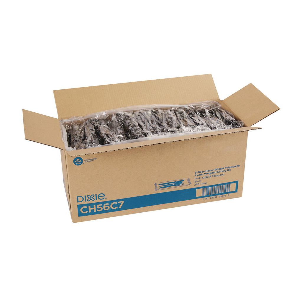 Individually Wrapped Heavyweight Cutlery Set, Fork/Knife/Spoon, 250/Carton