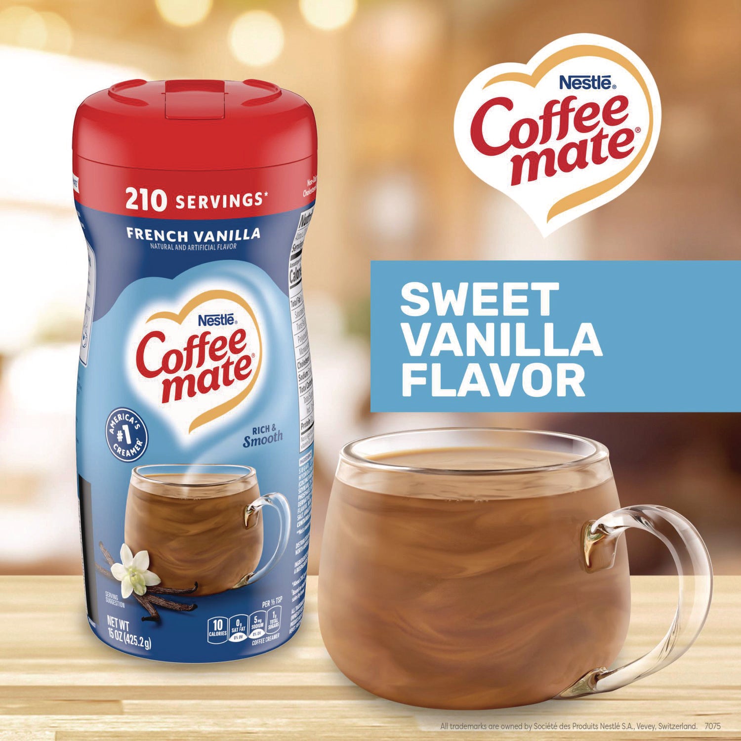 Non-Dairy Powdered Creamer, French Vanilla, 15 oz Canister, 12/Carton