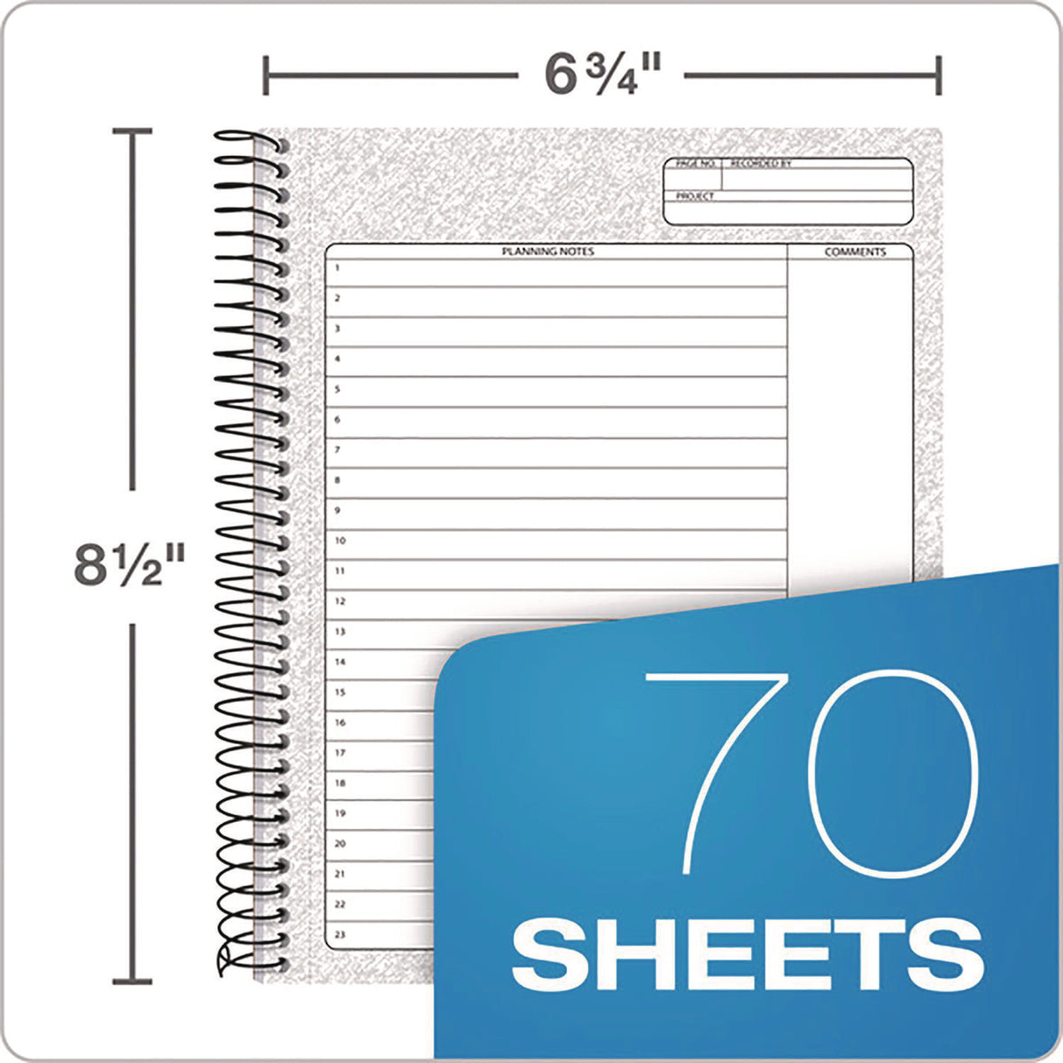 Docket Gold Planner, 1-Subject, Narrow Rule, Black Cover, (70) 8.5 x 6.75 Sheets
