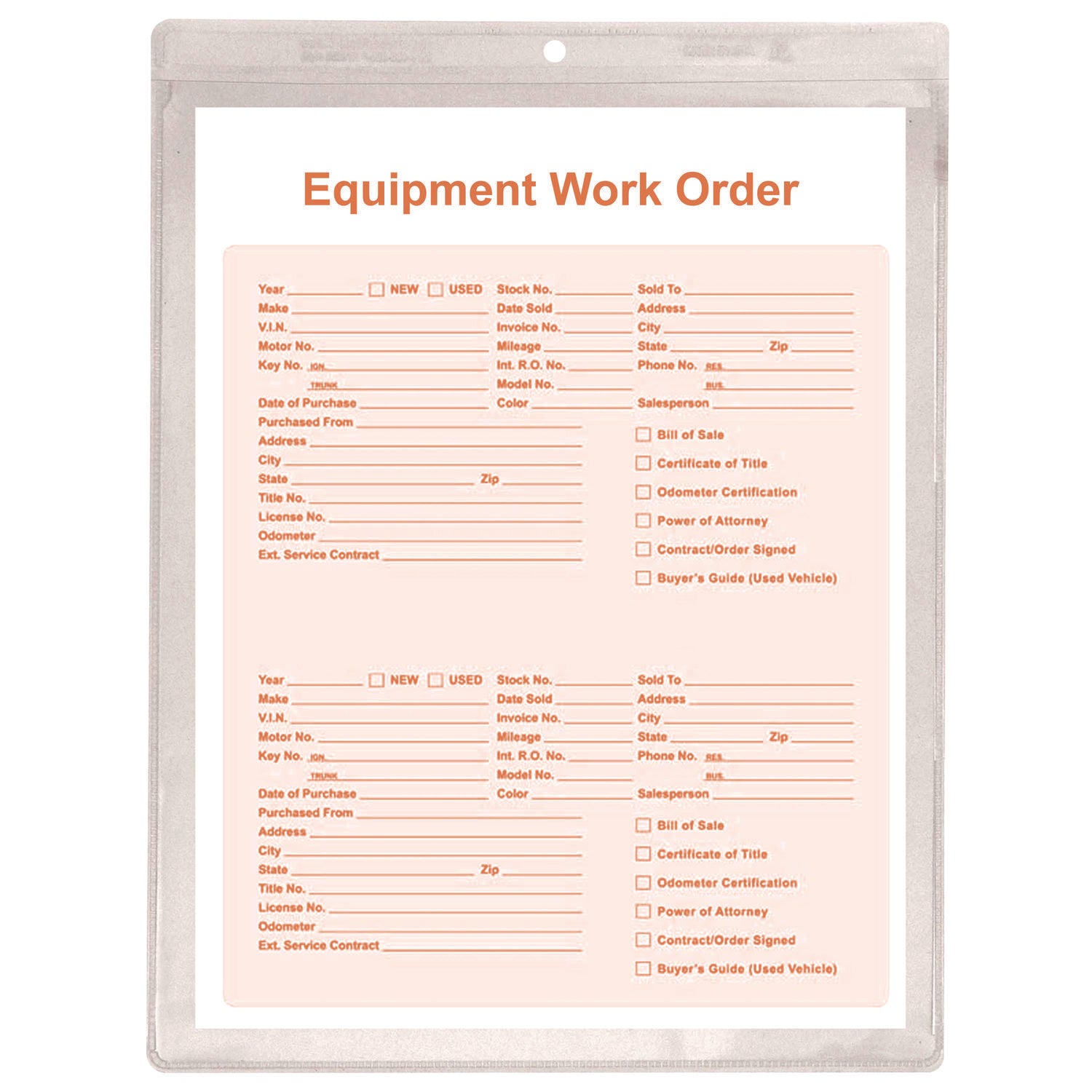 Clear Vinyl Shop Ticket Holders, Both Sides Clear, 50 Sheets, 9 x 12, 50/Box