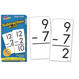 Skill Drill Flash Cards, Subtraction, 3 x 6, Black and White, 91/Pack