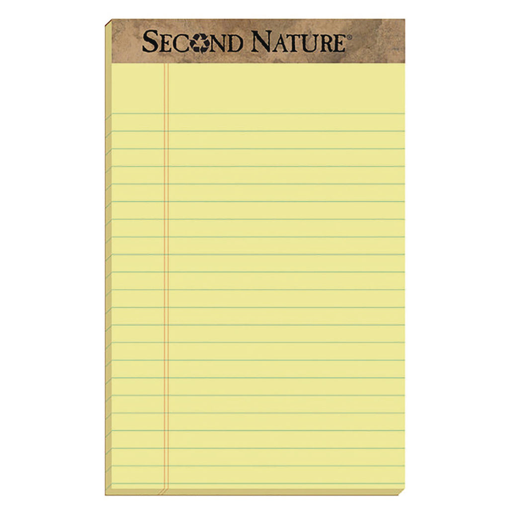 Second Nature Recycled Ruled Pads, Narrow Rule, 50 Canary-Yellow 5 x 8 Sheets, Dozen
