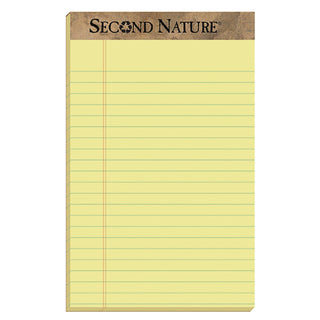 Second Nature Recycled Ruled Pads, Narrow Rule, 50 Canary-Yellow 5 x 8 Sheets, Dozen
