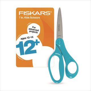 Fiskars Student Scissors - 7" Overall Length - Left/Right - Stainless Steel - Turquoise, Red, Lime, Blue, Pink, Purple - 1 Each