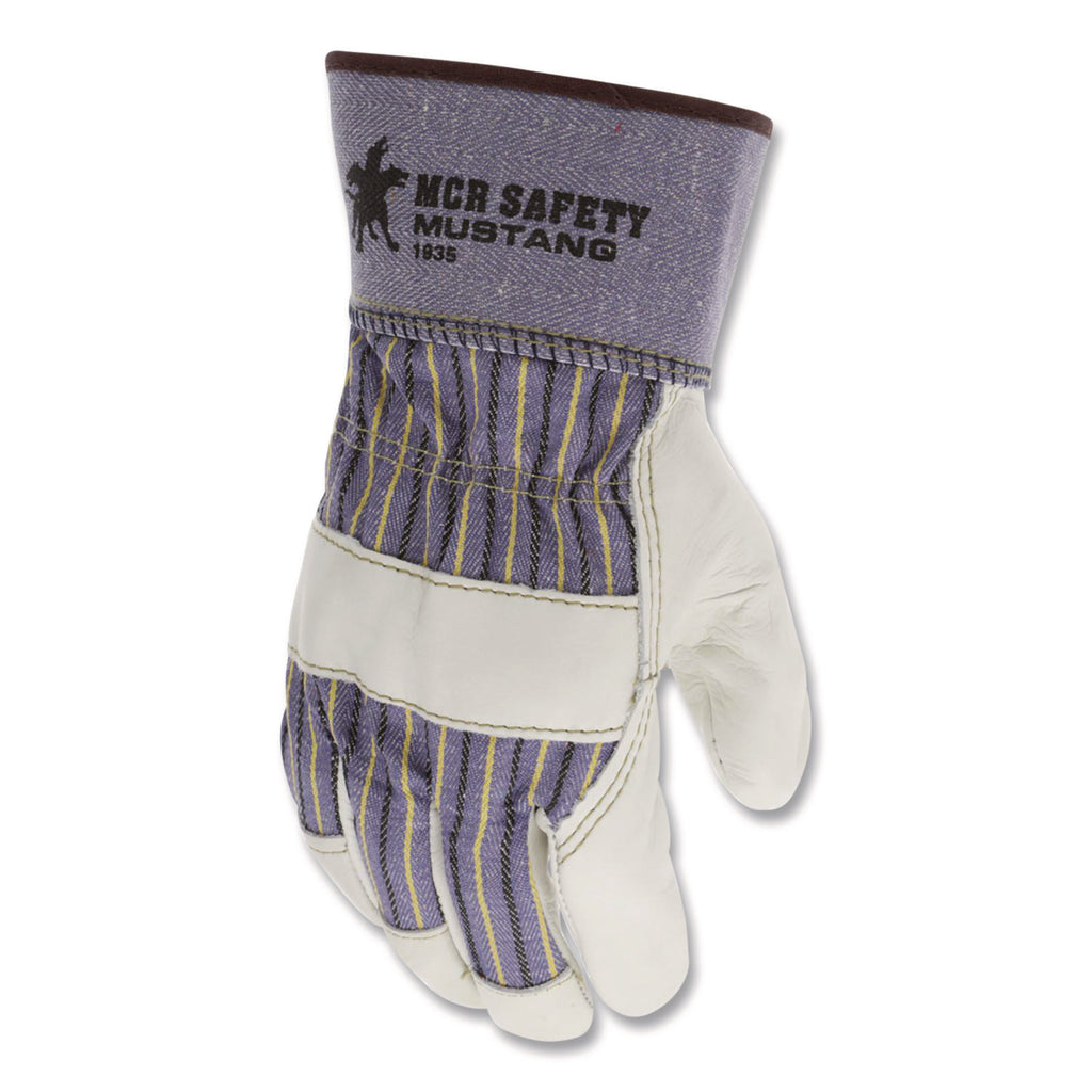 Mustang Leather Palm Gloves, Blue/Cream, X-Large, Dozen