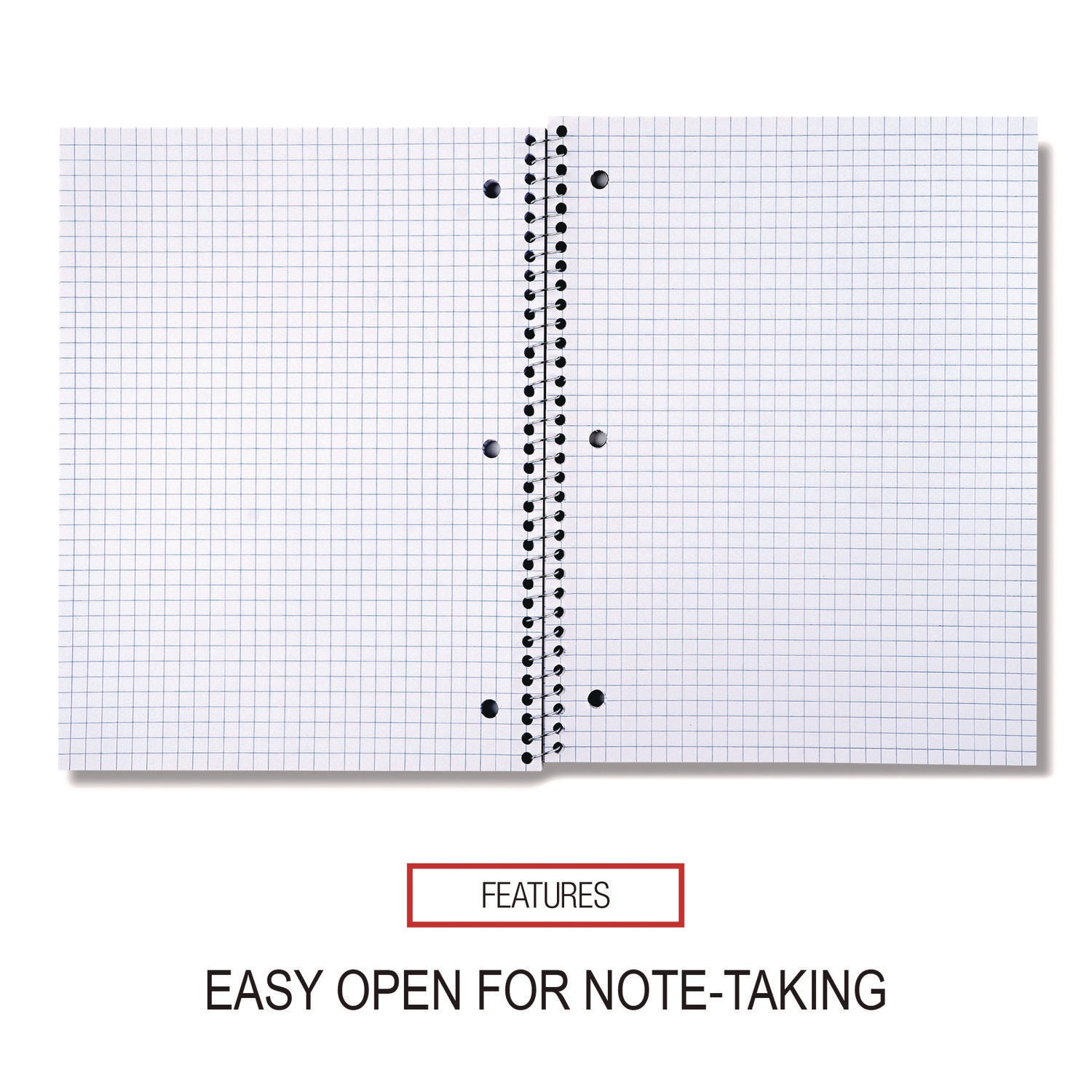 Wirebound Notebook, 1-Subject, Quadrille Rule (4 sq/in), Black Cover, (70) 10.5 x 8 Sheets