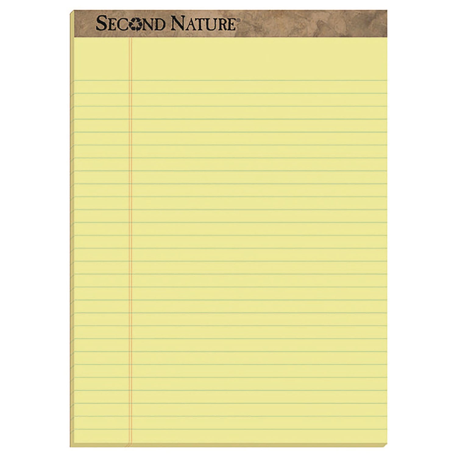 Second Nature Recycled Ruled Pads, Wide/Legal Rule, 50 Canary-Yellow 8.5 x 11.75 Sheets, Dozen