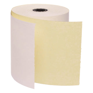 Impact Printing Carbonless Paper Rolls, 3" x 90 ft, White/Canary, 50/Carton