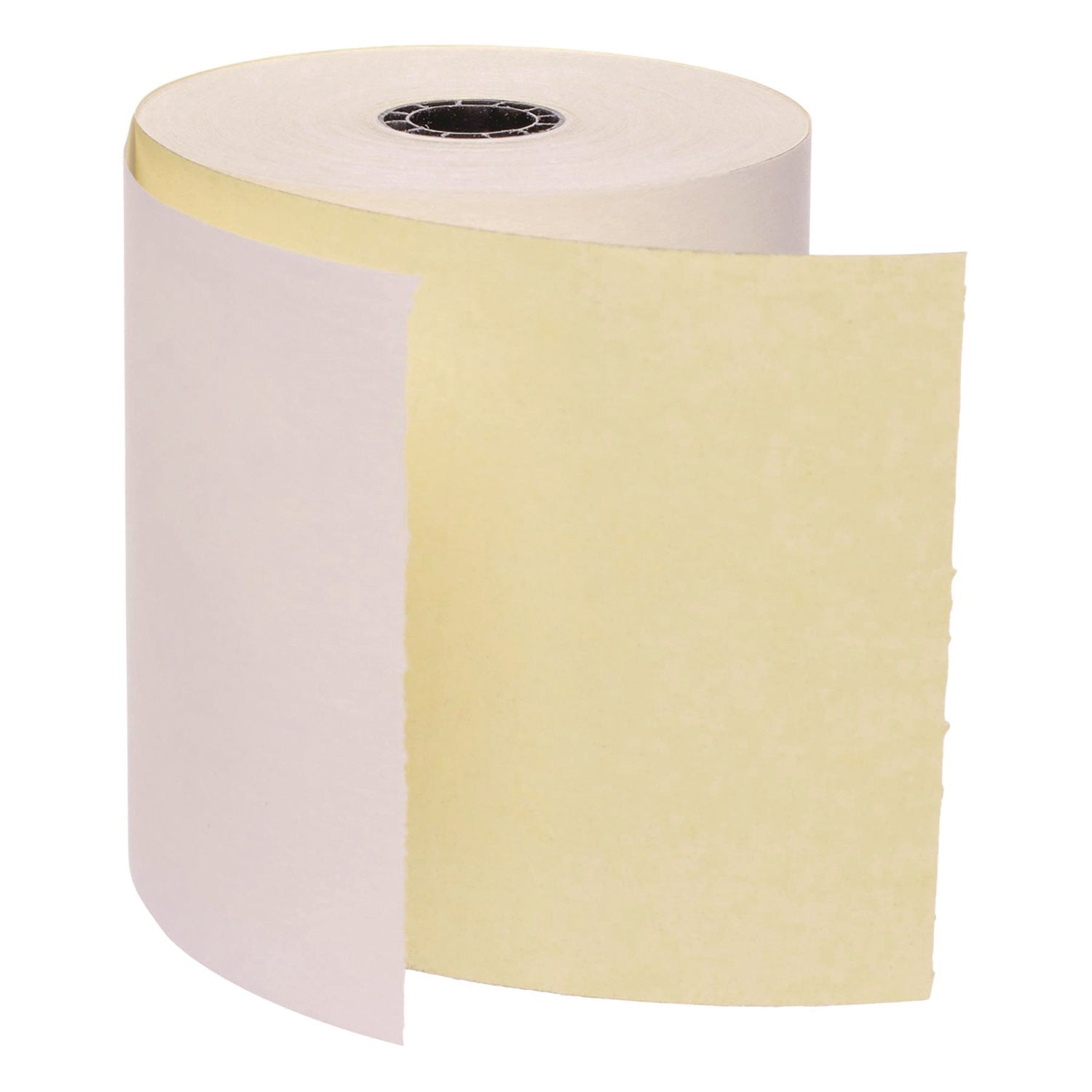 Impact Printing Carbonless Paper Rolls, 3" x 90 ft, White/Canary, 50/Carton