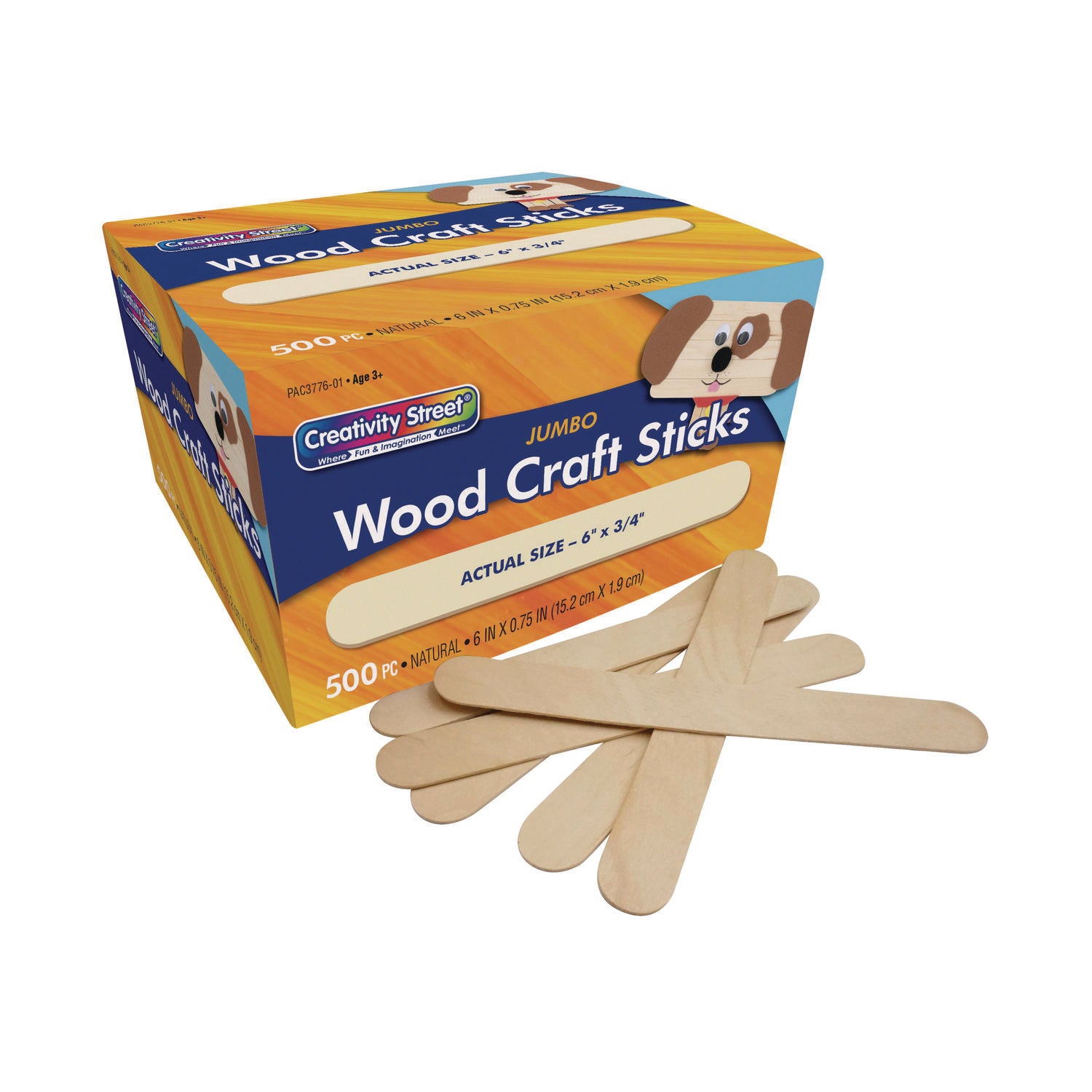 Natural Wood Craft Sticks, 6" x 0.75", Natural, 500/Box