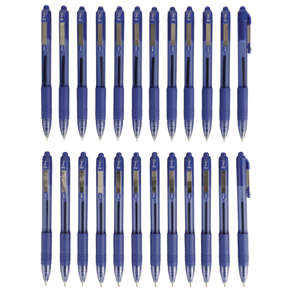 Z-Grip Ballpoint Pen, Retractable, Medium 1 mm, Blue Ink, Translucent Blue/Blue Barrel, 24/Pack