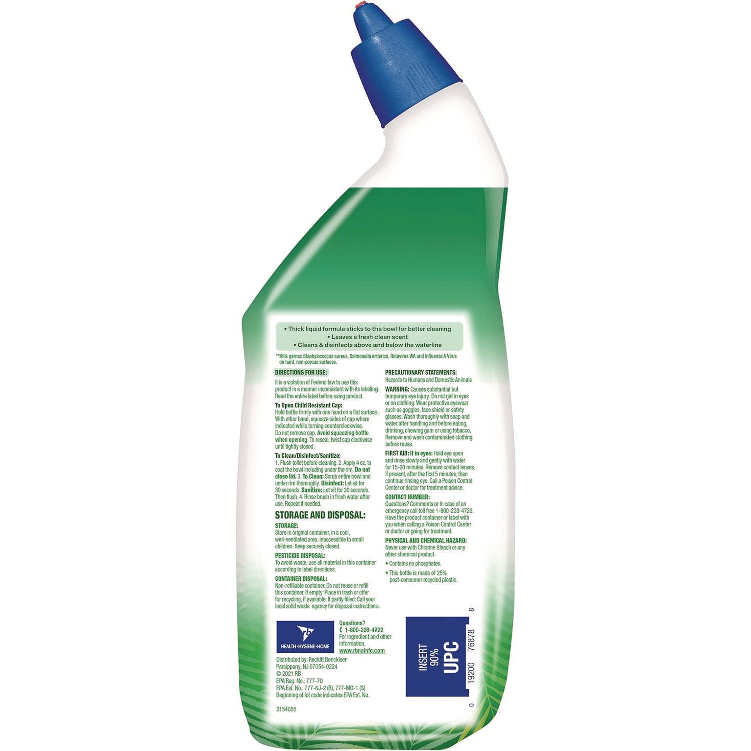 Cling and Fresh Toilet Bowl Cleaner, Forest Rain Scent, 24 oz, 2/Pack, 4 Packs/Carton