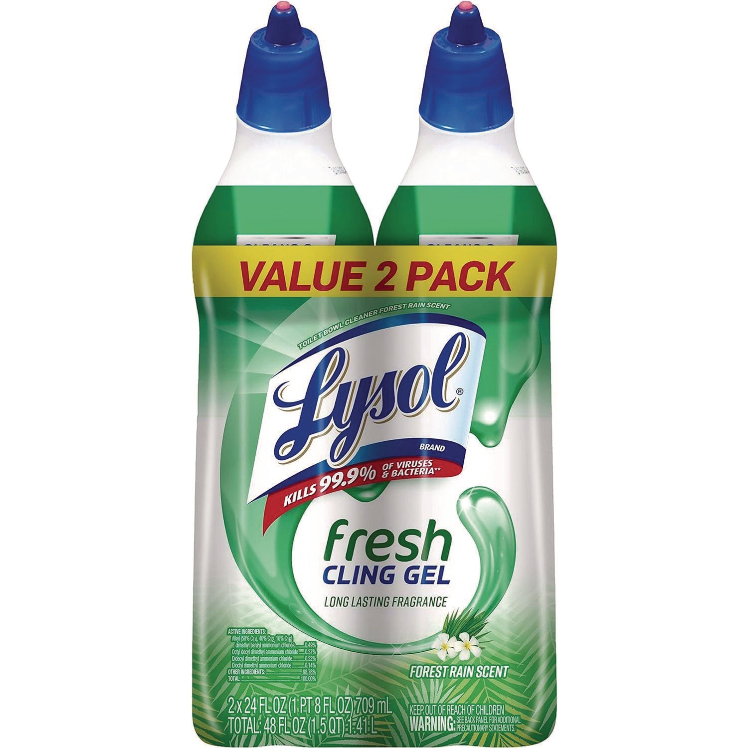 Cling and Fresh Toilet Bowl Cleaner, Forest Rain Scent, 24 oz, 2/Pack, 4 Packs/Carton
