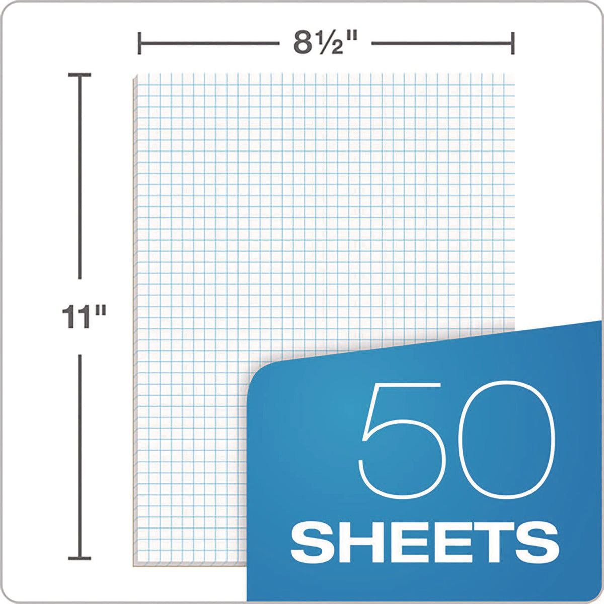 Quadrille Pads, Quadrille Rule (4 sq/in), 50 White (Standard 15 lb Bond) 8.5 x 11 Sheets