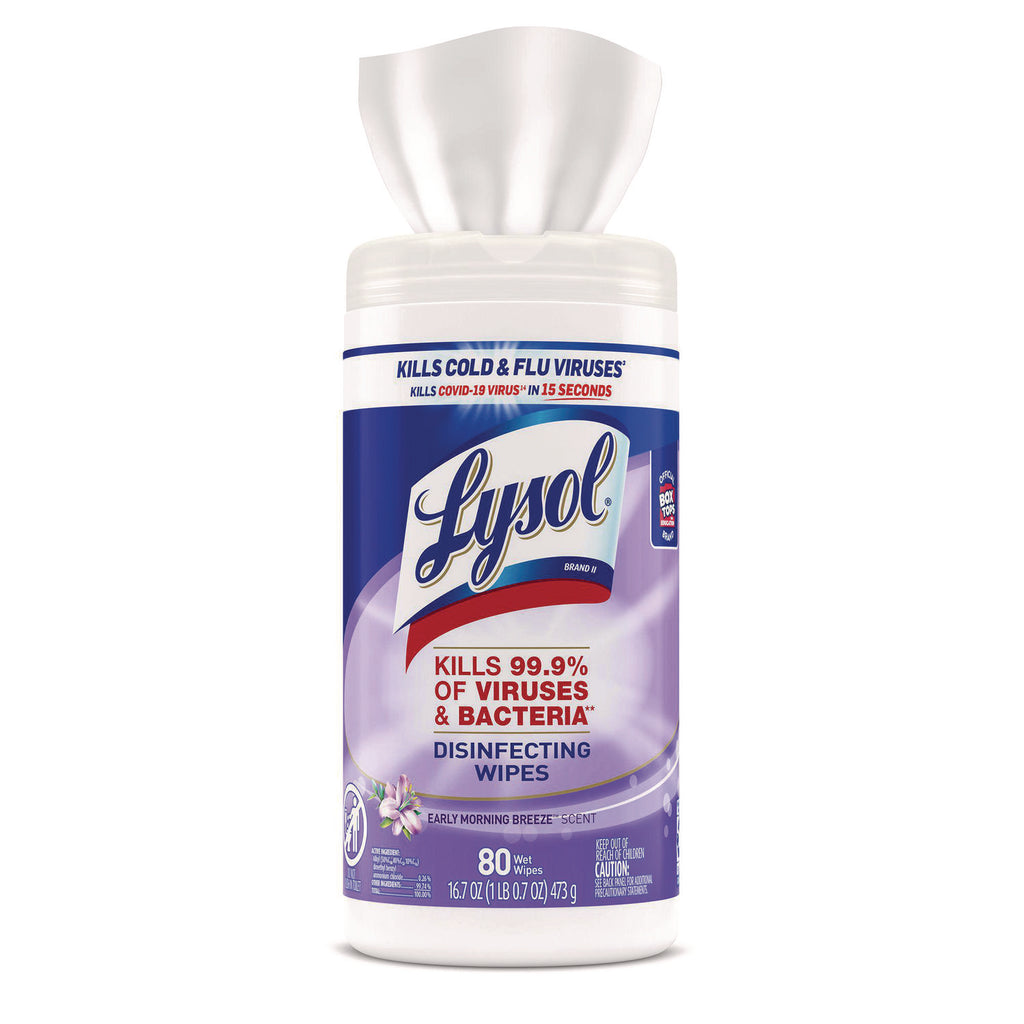 Disinfecting Wipes, Early Morning Breeze, 7 x 8, 80/Canister, Sold as 1 Each