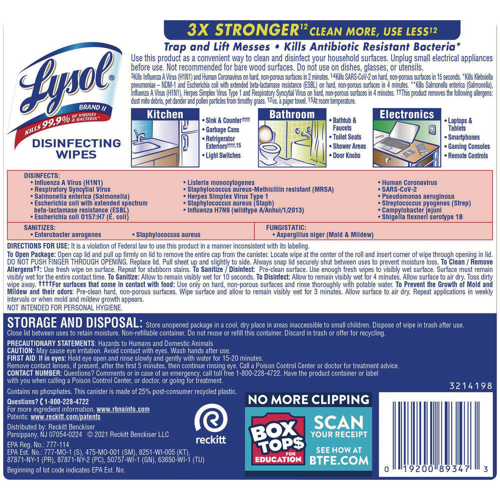 Disinfecting Wipes, Early Morning Breeze, 7 x 8, 80/Canister, Sold as 1 Each