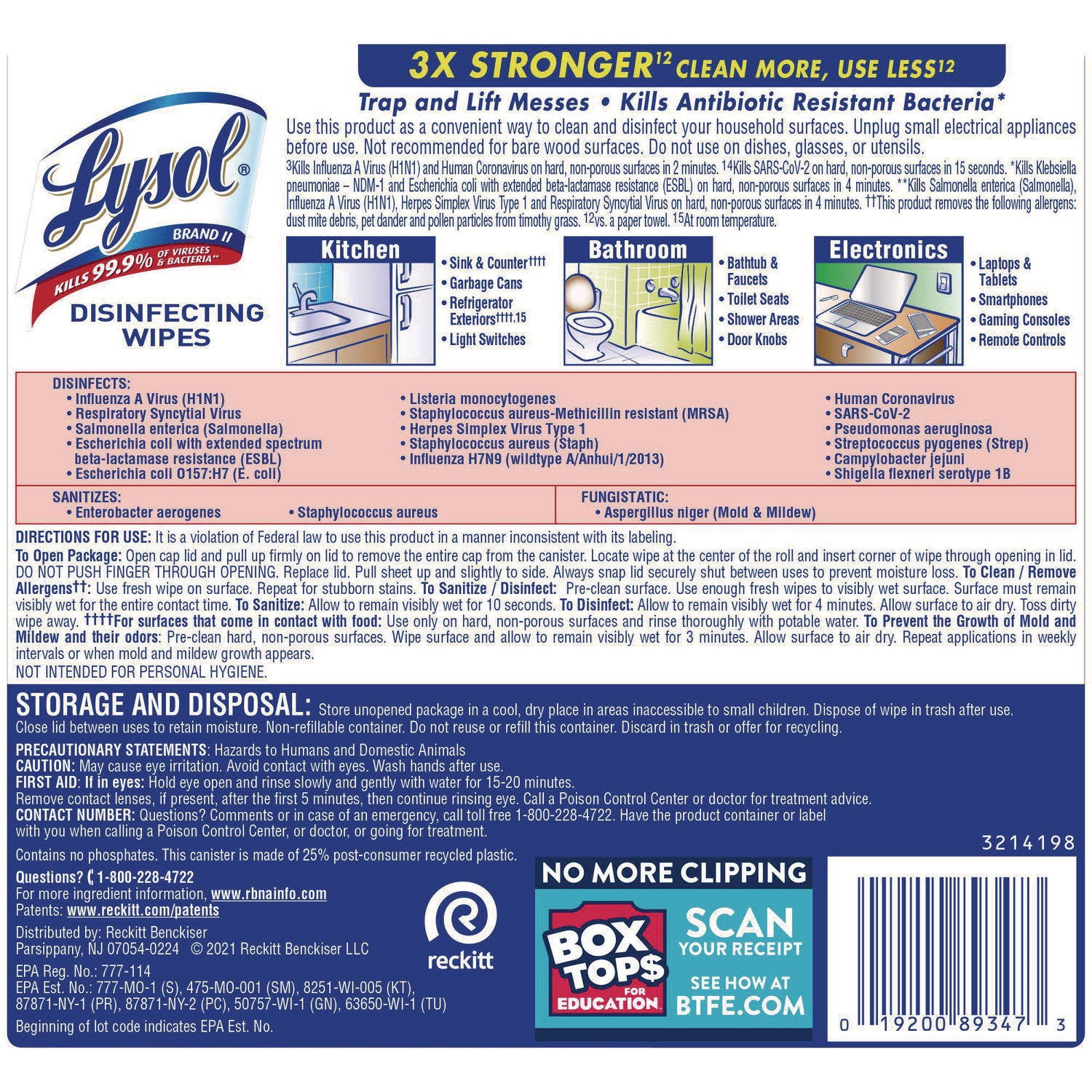Disinfecting Wipes, Early Morning Breeze, 7 x 8, 80/Canister, Sold as 1 Each