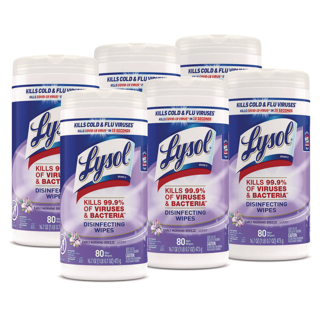 Disinfecting Wipes, Early Morning Breeze, 7 x 8, 80/Canister, Sold as 1 Each