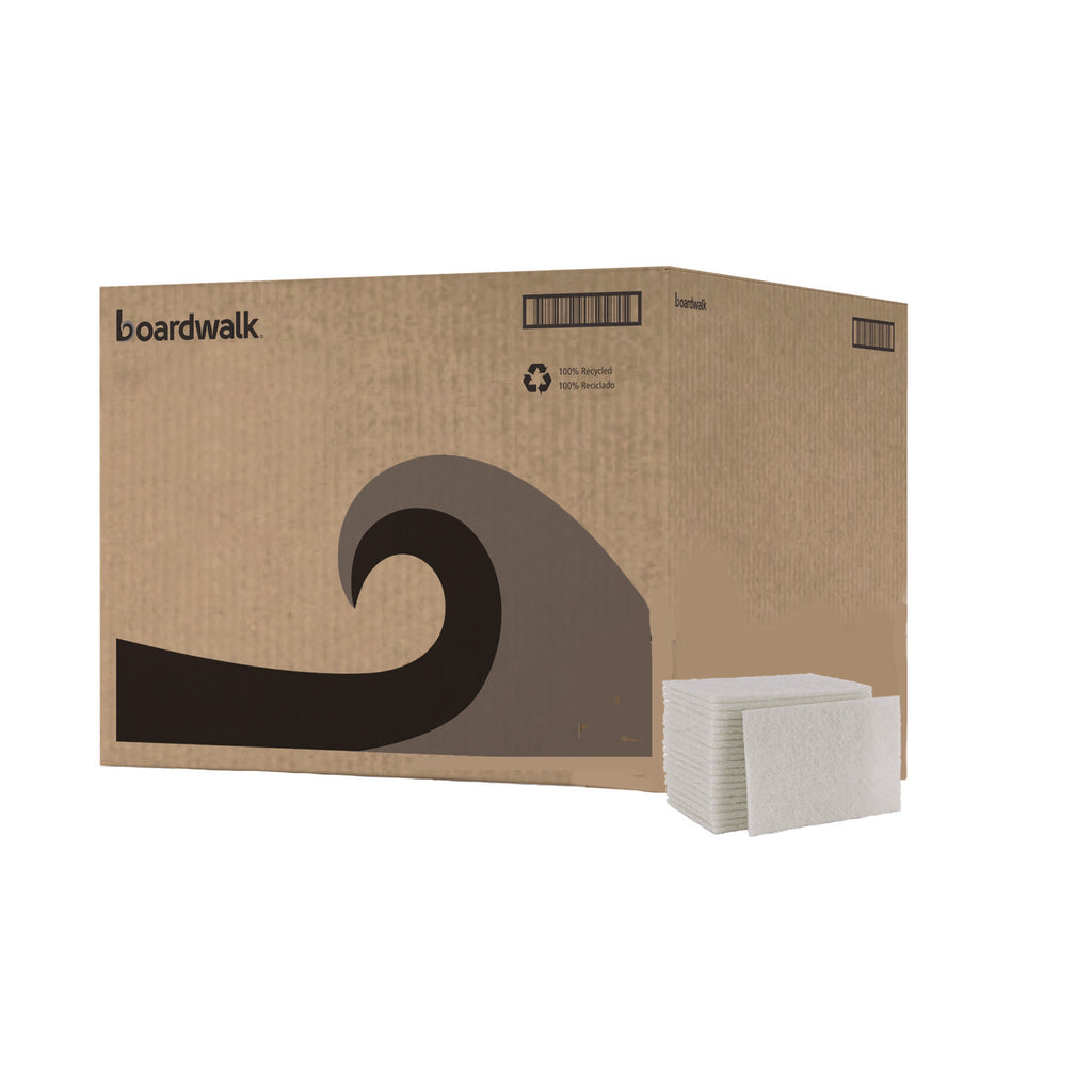 Light Duty Scour Pad, White, 6 x 9, White, 20/Carton