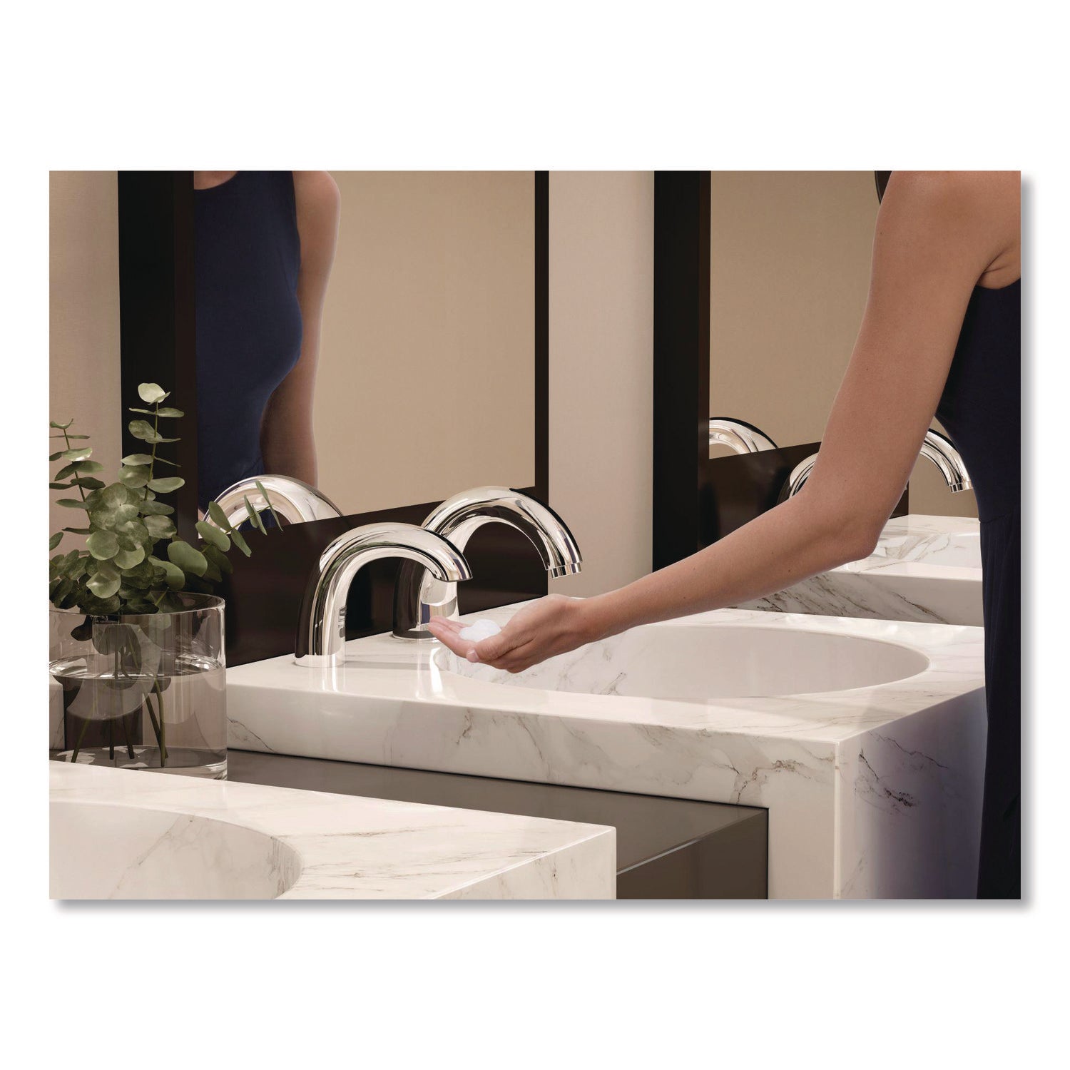 One Shot Soap Dispenser - Touch Free, Foam, 1.9 x 5.5 x 4, Polished Chrome