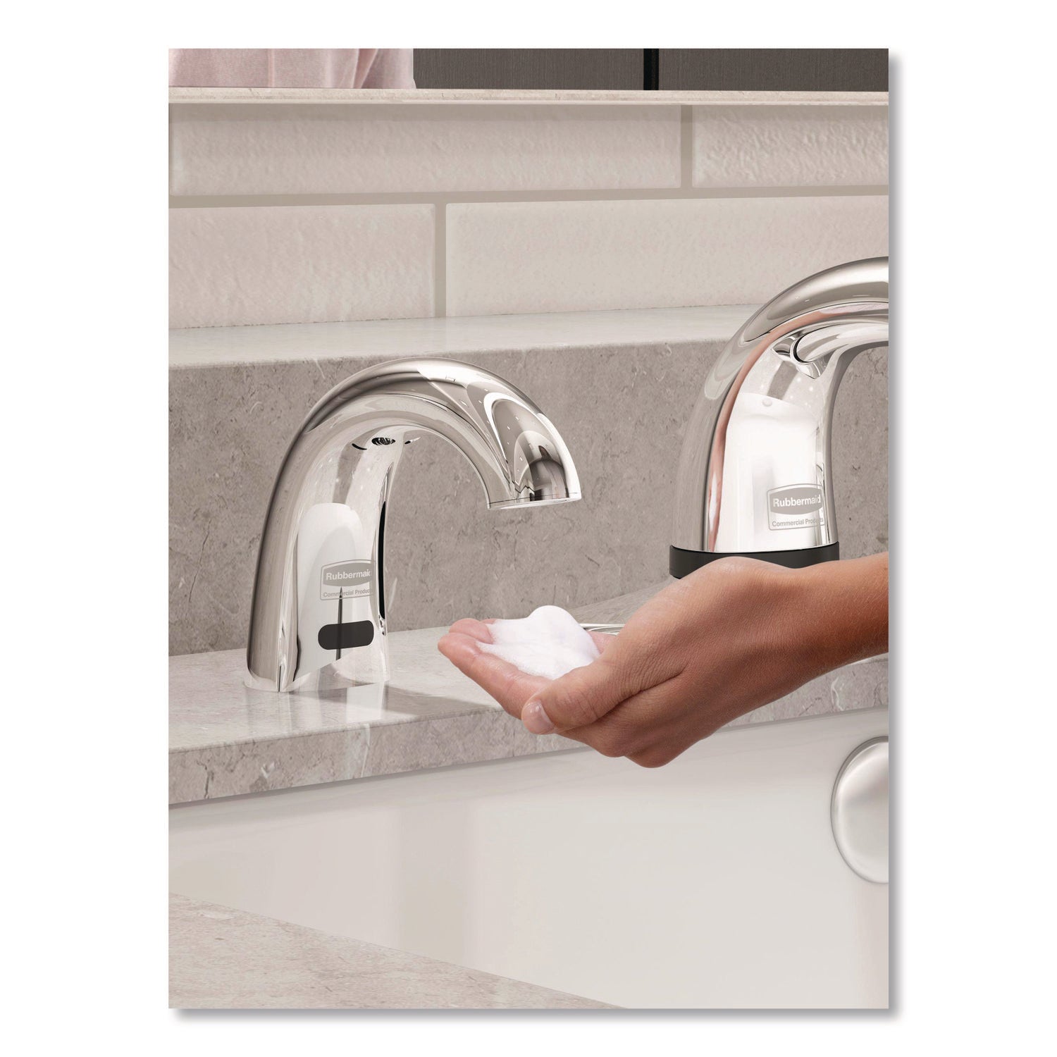 One Shot Soap Dispenser - Touch Free, Foam, 1.9 x 5.5 x 4, Polished Chrome, 10/Carton