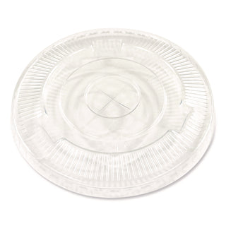 Crystal-Clear Cold Cup Straw-Slot Lids, Fits 9 oz Squat/12 oz PET Cups, 1,000/Carton