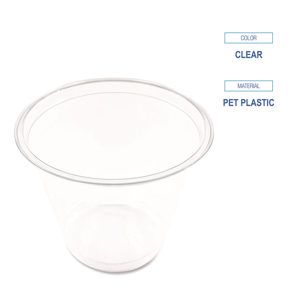 Clear Plastic Cold Cups, Squat, 9 oz, PET, 1,000/ Carton