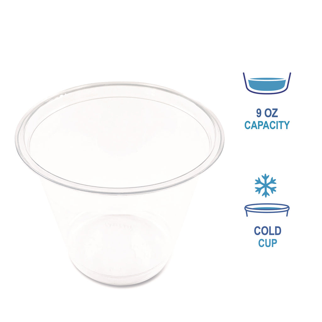 Clear Plastic Cold Cups, Squat, 9 oz, PET, 1,000/ Carton