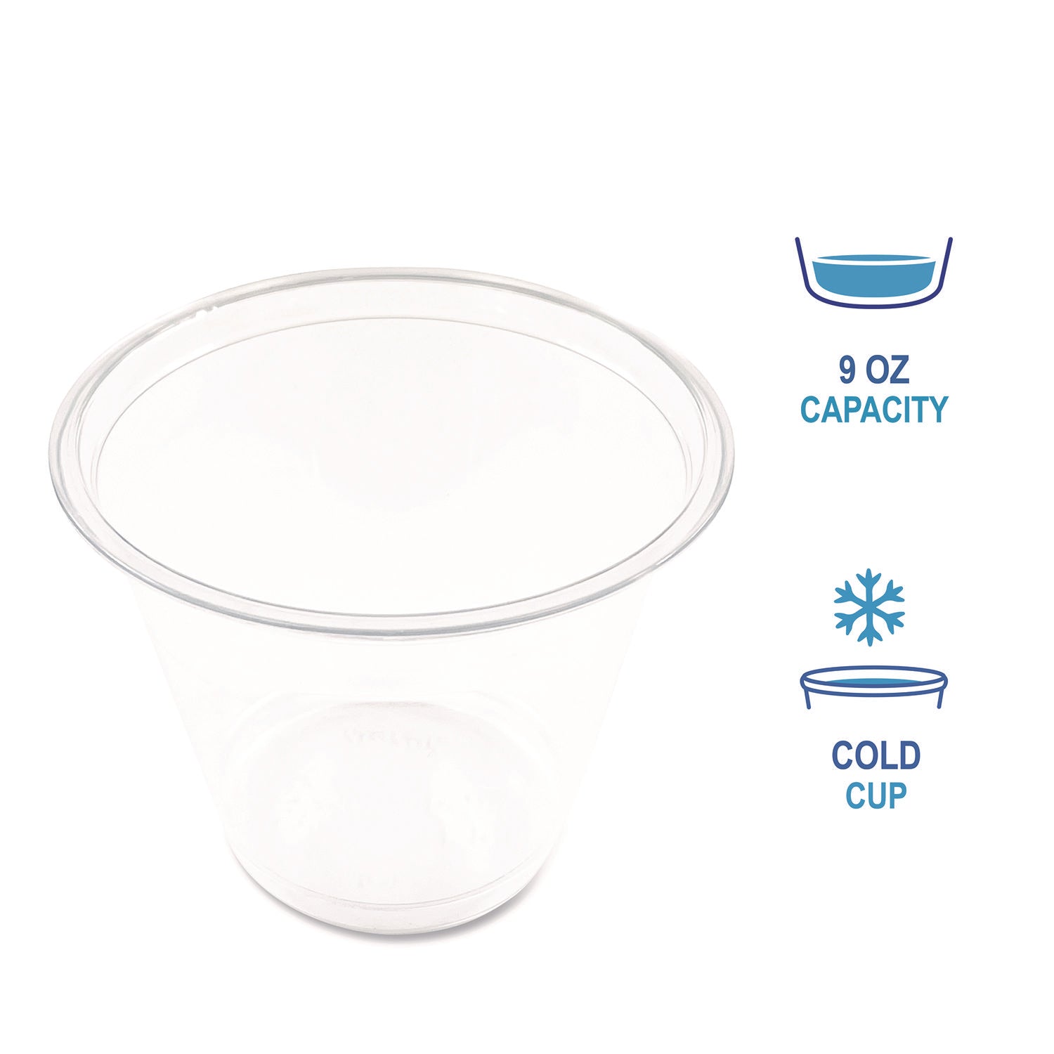 Clear Plastic Cold Cups, Squat, 9 oz, PET, 1,000/ Carton