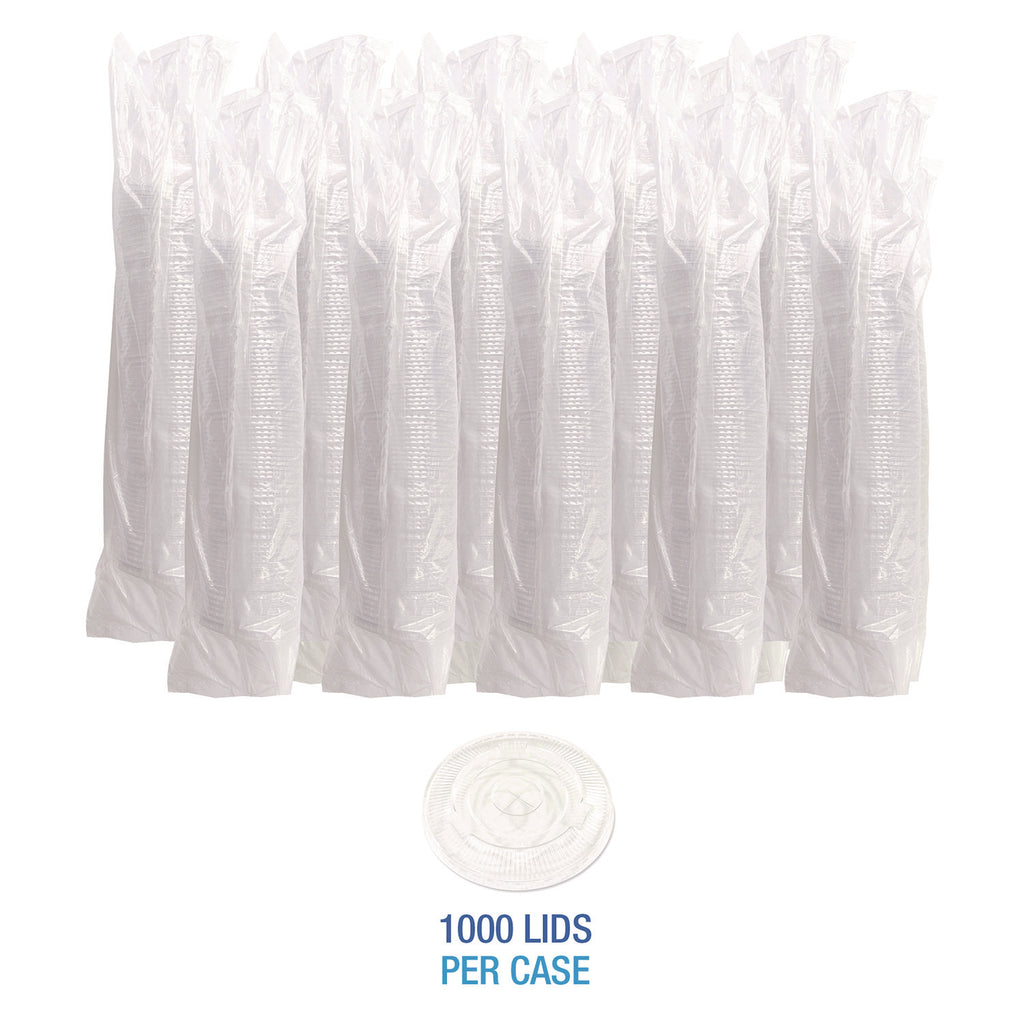 Crystal-Clear Cold Cup Straw-Slot Lids, Fits 9 to 10 oz PET Cups, 1,000/Carton