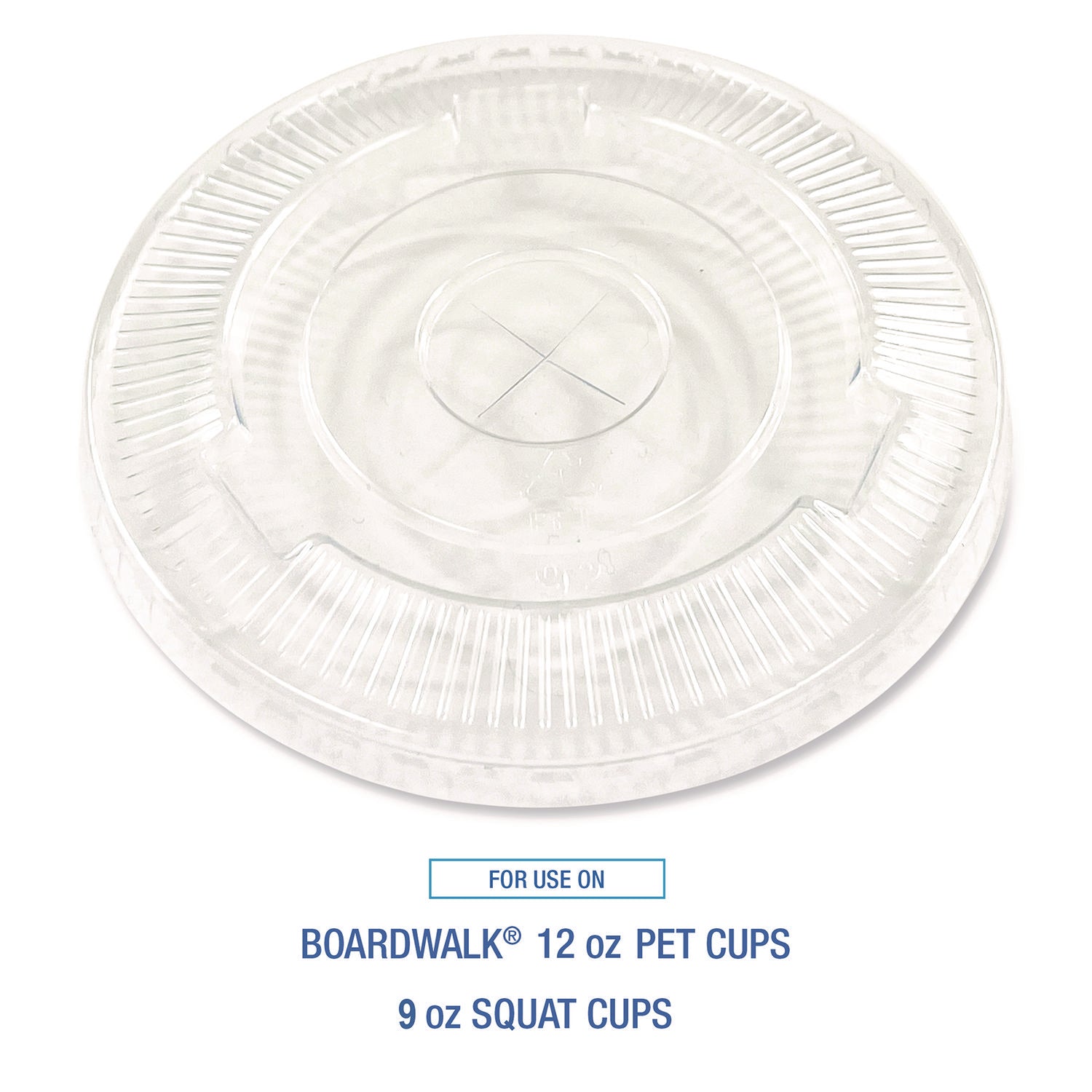 Crystal-Clear Cold Cup Straw-Slot Lids, Fits 9 oz Squat/12 oz PET Cups, 100/Pack