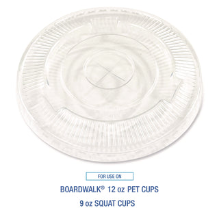 Crystal-Clear Cold Cup Straw-Slot Lids, Fits 9 oz Squat/12 oz PET Cups, 100/Pack